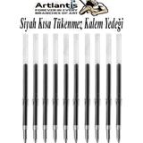 Artlantis Plastik Tükenmez Kalem Yedeği 10 Adet 10.7 cm Tükenmez Kalem Içi Yedek Plastik Tükenmez Kalem Içi Okul Ofis Jel Kalem - Siyah