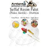 Artlantis Pleksi Akrilik Resim Paleti 30x40 3mm 1 Adet Oval Palet Plastik Şeffaf Resim Boya Paleti Orta Boy Boyama Tepsisi
