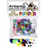 Artlantis Ponpon 10 mm 20 mm 30 mm 85 Li Set 1 Paket Karışık Renk Pon Pon 1 cm 2 cm 3 cm Pompom - Karışık-Çok Renkli