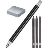 Artlantis Portmin Çizim Kalemi 1 Paket 2b 4b 6b Dereceli Portmin Grafiti Karakalem Mekanik Uçlu Çizim Kalemi 5.6mm Yedek Uç - Standart - Siyah