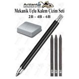 Artlantis Portmin Çizim Kalemi 1 Paket 2B 4B 6B Dereceli Portmin Grafiti Karakalem Mekanik Uçlu Çizim Kalemi 5
