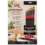 Artlantis Profesyonel Resim Fırça Seti 6 Lı Kedi Dili 1 Paket Stilo Set 2 Sentetik Kaliteli Ressam Fırça Seti Akrilik Guaj Yağlı Çok Renkli