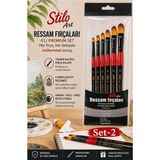 Artlantis Profesyonel Resim Fırça Seti 6 Lı Kedi Dili 1 Paket Stilo Set 2 Sentetik Kaliteli Ressam Fırça Seti Akrilik Guaj Yağlı - Standart - Çok Renkli