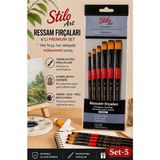 Artlantis Profesyonel Resim Fırça Seti 6 Lı Kesik Uçlu 1 Paket Stilo Set 5 Sentetik Kaliteli Ressam Fırça Seti Akrilik Guaj Yağlı - Standart - Çok Renkli