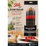Artlantis Profesyonel Resim Fırça Seti 6 Lı Yuvarlak 1 Paket Stilo Set 3 Sentetik Kaliteli Ressam Fırça Seti Akrilik Guaj Yağlı - Standart - Çok Renkli