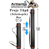 Artlantis Proje Tüpü Siyah Dar 1 Adet Teleskopik Bozuka Proje Tüpü Iki Kademeli Teknik Çizim Çantası - Standart - 8,5x64x110cm