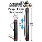 Artlantis Proje Tüpü Siyah Dar 1 Adet Teleskopik Bozuka Proje Tüpü İki Kademeli Teknik Çizim Çantası