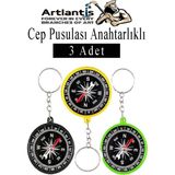 Artlantis Pusula Anahtarlık Renkli 3 Adet Küçük Pusula Okul Deney Gezi Cep Pusulası Manyetik Pusula Plastik Öğrenci - Çok Renkli - Standart - 6,5X9,5