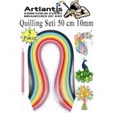 Artlantis Quilling Seti 10 mm Kalın 5 Paket Quling Kağıt Katlama Kıvırma Sanatı Telkari Kuiling Karışık Renkli - Standart - 10mm