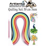 Artlantis Quilling Seti 5 mm Ince 1 Paket Quling Kağıt Katlama Kıvırma Sanatı Telkari Kuiling Karışık Renkli - Standart - 5mm
