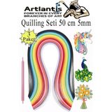 Artlantis Quilling Seti 5 mm Ince 3 Paket Quling Kağıt Katlama Kıvırma Sanatı Telkari Kuiling Karışık Renkli - Standart - 5mm