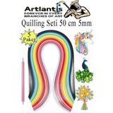 Artlantis Quilling Seti 5 mm Ince 5 Paket Quling Kağıt Katlama Kıvırma Sanatı Telkari Kuiling Karışık Renkli - Standart - 5mm