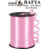 Artlantis Rafya Şerit Kurdela 1 Adet 8mm 200 Metre Rabant Rafya Renkli Hediye Paketleme Ipi Kurdela Balon Bağlama Ponpon Yapma - Açık Pembe