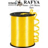 Artlantis Rafya Şerit Kurdela 1 Adet 8mm 200 Metre Rabant Rafya Renkli Hediye Paketleme Ipi Kurdela Balon Bağlama Ponpon Yapma - Sarı