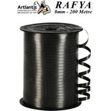 Artlantis Rafya Şerit Kurdela 1 Adet 8mm 200 Metre Rabant Rafya Renkli Hediye Paketleme Ipi Kurdela Balon Bağlama Ponpon Yapma - Siyah
