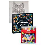 Artlantis Renklerin Aşkı Büyüklere Boyama Kitabı Fatih 24 Renk Kuru Boya 1 Adet Ema Boyama Kitabı Büyükler İçin Mandala Yaratıcı Boyama Çok Renkli