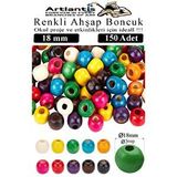 Artlantis Renkli Ahşap Boncuk 18mm 150 Li 1 Paket Renkli Ahşap Boyalı Yuvarlak Doğal Boncuklar Saç Takı Tasarım Ektinlik Kreş Okul Çok Renkli