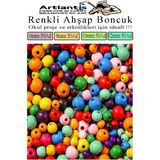 Artlantis Renkli Ahşap Boncuk 200 Lü 1 Paket Renkli Ahşap Boyalı Yuvarlak Doğal Boncuklar Saç Takı Tasarım Etkinlik Kreş - Standart - Çok Renkli