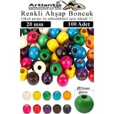 Artlantis Renkli Ahşap Boncuk 20MM 100 Lü 1 Paket Renkli Ahşap Boyalı Yuvarlak Doğal Boncuklar Saç Takı Tasarım Ektinlik Kreş Okul - Standart - Çok Renkli