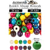 Artlantis Renkli Ahşap Boncuk 26MM 20 Li 1 Paket Renkli Ahşap Boyalı Yuvarlak Doğal Boncuklar Saç Takı Tasarım Ektinlik Kreş Okul - Standart - Çok Renkli