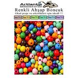 Artlantis Renkli Ahşap Boncuk 300 Lü 1 Paket Renkli Ahşap Boyalı Yuvarlak Doğal Boncuklar Saç Takı Tasarım Etkinlik Kreş Çok Renkli