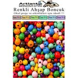 Artlantis Renkli Ahşap Boncuk 300 Lü 1 Paket Renkli Ahşap Boyalı Yuvarlak Doğal Boncuklar Saç Takı Tasarım Etkinlik Kreş - Standart - Çok Renkli