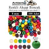 Artlantis Renkli Ahşap Boncuk 8mm 100 Lü 1 Paket Renkli Ahşap Boyalı Yuvarlak Doğal Boncuklar Saç Takı Tasarım Ektinlik Kreş Okul - Standart - Çok Renkli