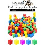 Artlantis Renkli Ahşap Küp Bloklar 1X1X1CM 200 Adet Ahşap Renkli Kare Blok Eğitici Geliştirici Oyuncak Küp Matematik Birim Küpleri - Çok Renkli - Standart - 1x1x1 cm