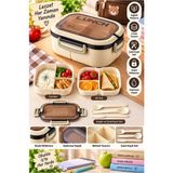 Artlantis Renkli Beslenme Kutusu 2 Katlı 6 Bölmeli 1 Adet 6 Bölmeli Beslenme Kabı Yemek Saklama Kabı Taşınabilir Lunch Box Okul - Krem