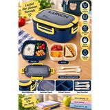 Artlantis Renkli Beslenme Kutusu 2 Katlı 6 Bölmeli 1 Adet 6 Bölmeli Beslenme Kabı Yemek Saklama Kabı Taşınabilir Lunch Box Okul - Lacivert