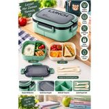 Artlantis Renkli Beslenme Kutusu 2 Katlı 6 Bölmeli 1 Adet 6 Bölmeli Beslenme Kabı Yemek Saklama Kabı Taşınabilir Lunch Box Okul - Yeşil