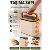 Artlantis Renkli Beslenme Kutusu 3 Bölmeli 1 Adet 3 Bölmeli Beslenme Kabı Yemek Saklama Kabı Taşınabilir Lunch Box Okul - Turuncu