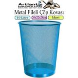 Artlantis Renkli Çöp Kovası Paslanmaz Çelik Fileli 1 Adet Ofis Büro Okul Çöp Kovası Metal Delikli Kolay Kullanım - Mavi - Standart
