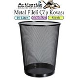 Artlantis Renkli Çöp Kovası Paslanmaz Çelik Fileli 1 Adet Ofis Büro Okul Çöp Kovası Metal Delikli Kolay Kullanım - Siyah - Standart
