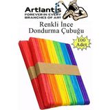 Artlantis Renkli Dar Dil Çubuğu 100 Adet Ahşap Dondurma Çubuğu Renkli Maket Hobi Okul Proje Tasarım - Standart