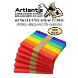 Artlantis Renkli Dil Çubuğu 300 lü 1 Paket Ahşap Dil Basma Cubugu Abeslang Renkli Doktor Dil Çubuğu Büyük Jumbo