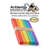 Artlantis Renkli Dil Çubuğu 50 li 1 Paket Ahşap Dil Basma Cubugu Abeslang Renkli Doktor Dil Çubuğu Büyük Jumbo