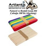 Artlantis Renkli Dil Çubuğu Geniş 50 Adet Naturel Dil Çubuğu Geniş 50 Adet 1 Paket Renkli Ve Renksiz Abeslang Dil Basma Çubuğu