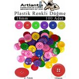 Artlantis Renkli Düğme Plastik 1.8cm 100 Lü 1 Paket 18 mm Plastik Renkli Düğme Dikiş Parlak Yuvarlak 4 Delikli Düğme Etkinlik Okul - Çok Renkli - Standart
