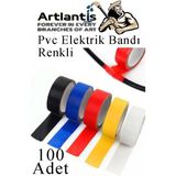 Artlantis Renkli Elektrik Bandı 100 Adet Pvc Izolo Bant Elektrikçi Bandı Su Geçirmez Isıya Dayanıklı Yalıtım Bandı - Standart - 18mm
