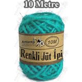 Artlantis Renkli Jüt Ipi 10 Metre 1 Paket Hasır Ip Mumlu Kırnap Iplik Kendir Ip Doğal Renkli Ip Hediye Süsleme - Açık Yeşil