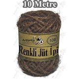 Artlantis Renkli Jüt Ipi 10 Metre 1 Paket Hasır Ip Mumlu Kırnap Iplik Kendir Ip Doğal Renkli Ip Hediye Süsleme - Kahverengi
