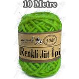 Artlantis Renkli Jüt Ipi 10 Metre 1 Paket Hasır Ip Mumlu Kırnap Iplik Kendir Ip Doğal Renkli Ip Hediye Süsleme - Yeşil