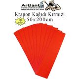 Artlantis Renkli Krapon Kağıdı 50X200 Cm 10 Adet Renkli Grapon Kağıdı Okul Sınıf Etkinlik Kreş Okul Öncesi Kırapon Grafon Kırmızı