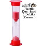 Artlantis Renkli Kum Saati 1 Adet Mini Küçük Kum Saat 3 Dakika 8 cm Kum Zamanlayıcısı Dekoratif Masaüstü Plastik Çocuklar Için - Kırmızı