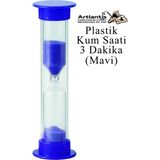 Artlantis Renkli Kum Saati 1 Adet Mini Küçük Kum Saat 3 Dakika 8 cm Kum Zamanlayıcısı Dekoratif Masaüstü Plastik Çocuklar Için - Mavi