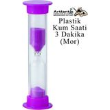 Artlantis Renkli Kum Saati 1 Adet Mini Küçük Kum Saat 3 Dakika 8 cm Kum Zamanlayıcısı Dekoratif Masaüstü Plastik Çocuklar Için - Mor