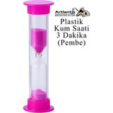 Artlantis Renkli Kum Saati 1 Adet Mini Küçük Kum Saat 3 Dakika 8 cm Kum Zamanlayıcısı Dekoratif Masaüstü Plastik Çocuklar Için - Pembe