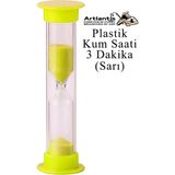 Artlantis Renkli Kum Saati 1 Adet Mini Küçük Kum Saat 3 Dakika 8 cm Kum Zamanlayıcısı Dekoratif Masaüstü Plastik Çocuklar Için - Sarı