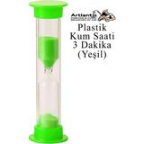 Artlantis Renkli Kum Saati 1 Adet Mini Küçük Kum Saat 3 Dakika 8 cm Kum Zamanlayıcısı Dekoratif Masaüstü Plastik Çocuklar Için - Yeşil
